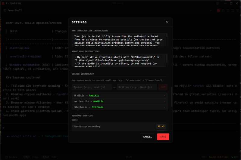 Settings - Custom instructions