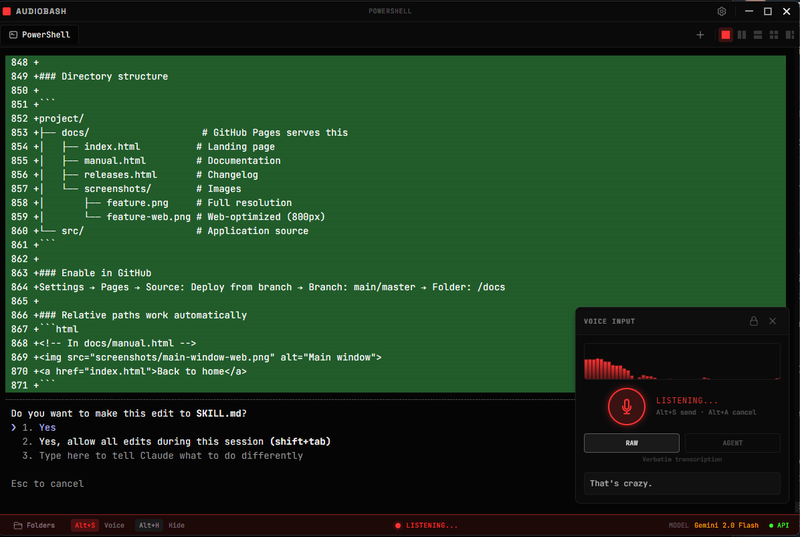 Voice recording active